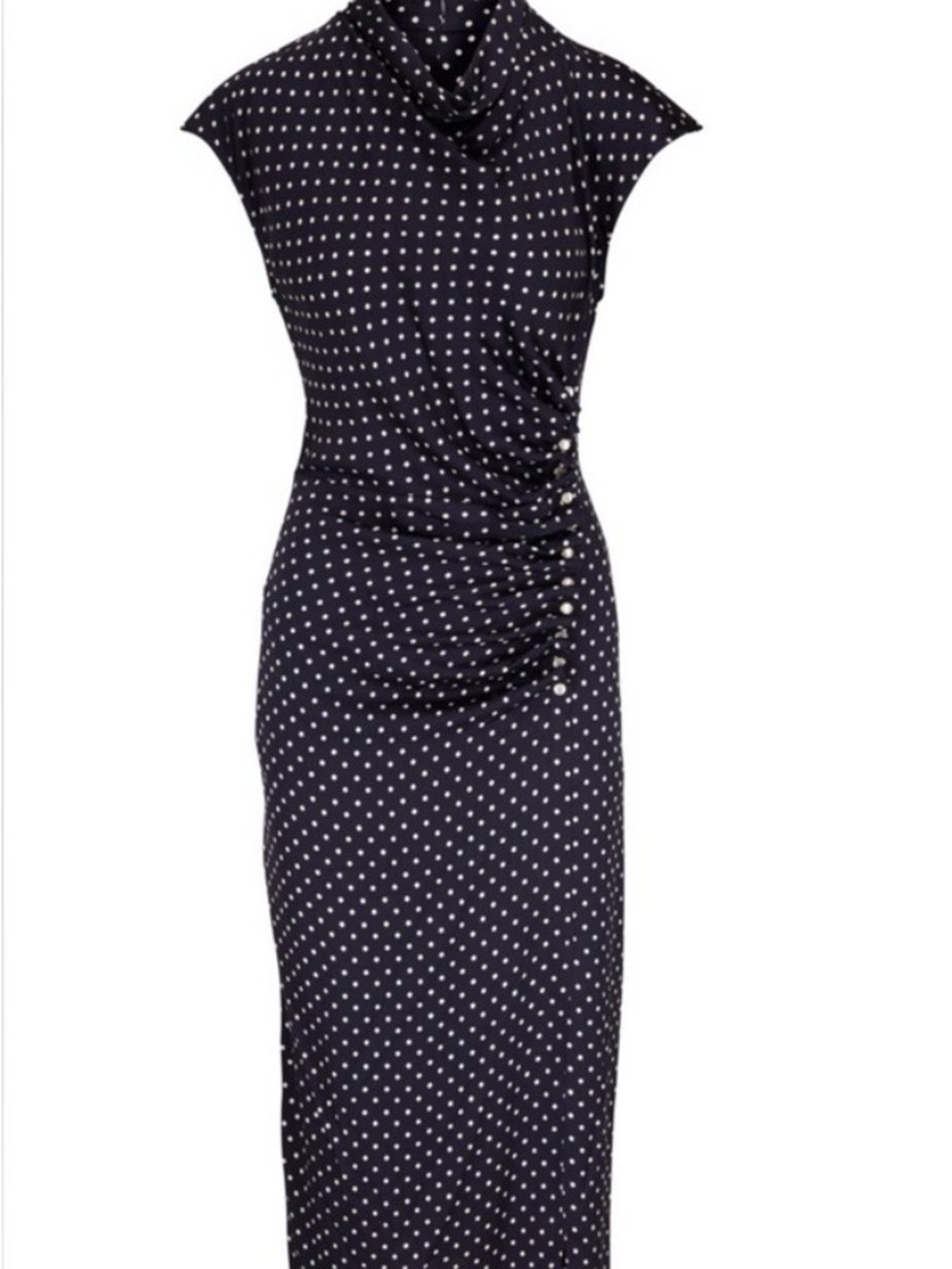 Veronica Beard Navy Polka Dot Midi Dress Kasler
